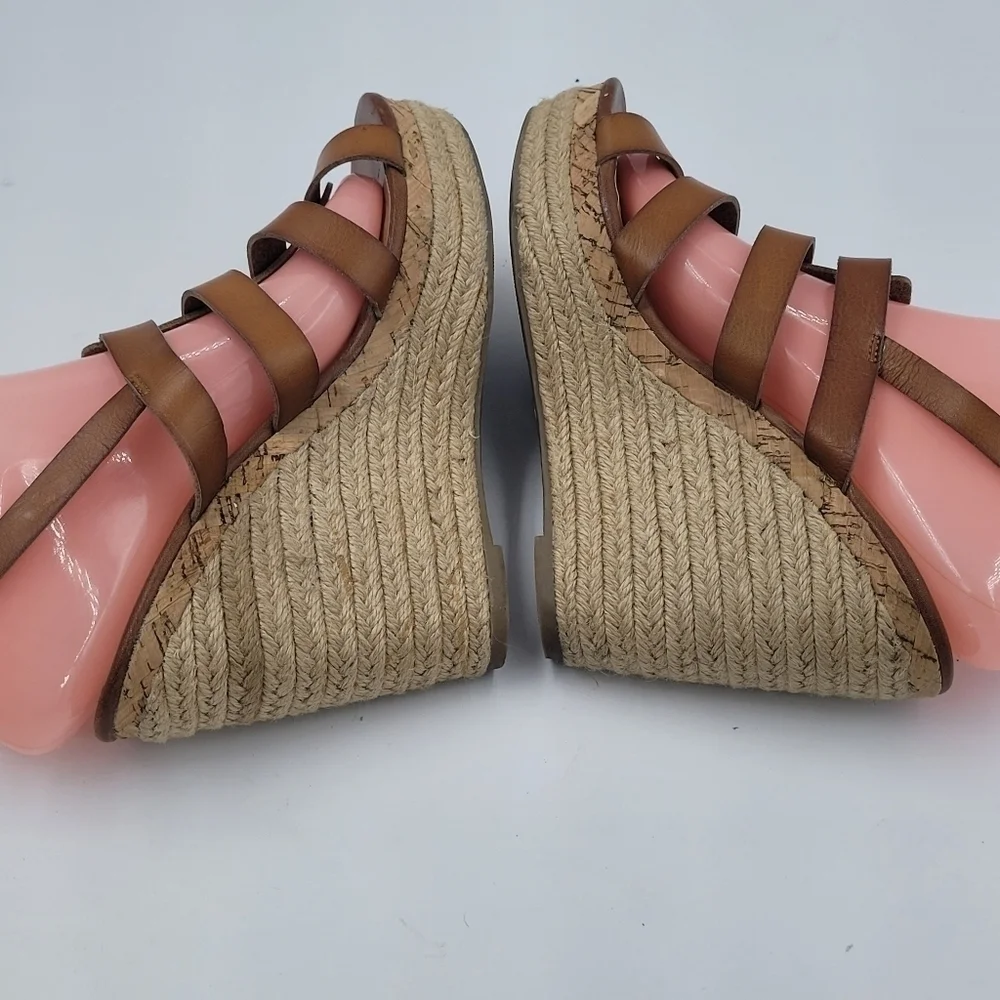 Espadrille Sandal Wedges size 9 strappy Brown